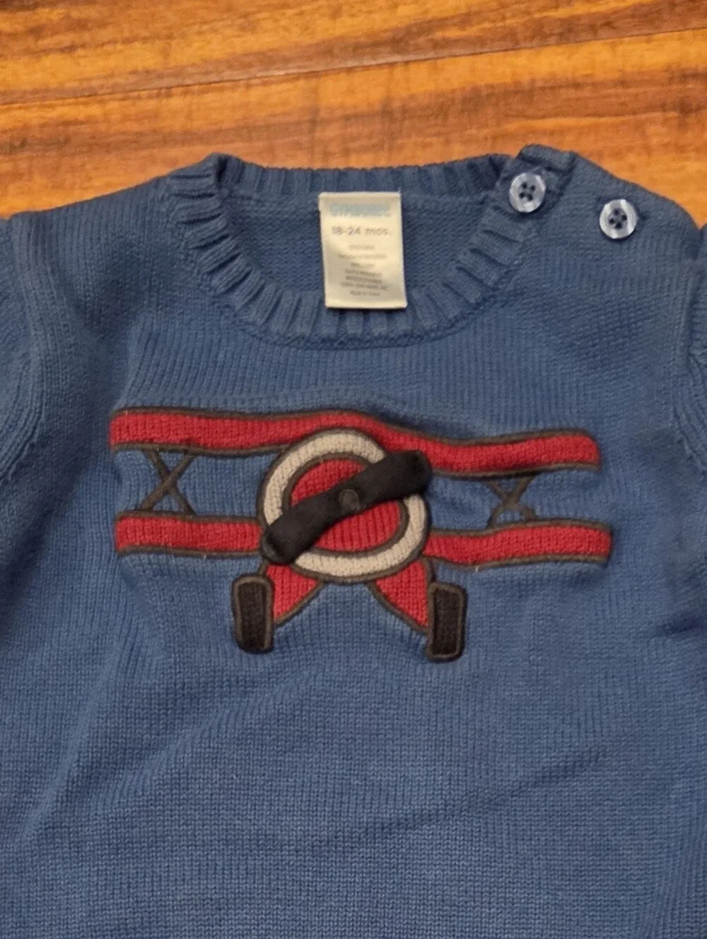 Gymboree EUC 18-24 Blue/Red Striped Bodysuit, Corduroy Pants & Airplane Sweater